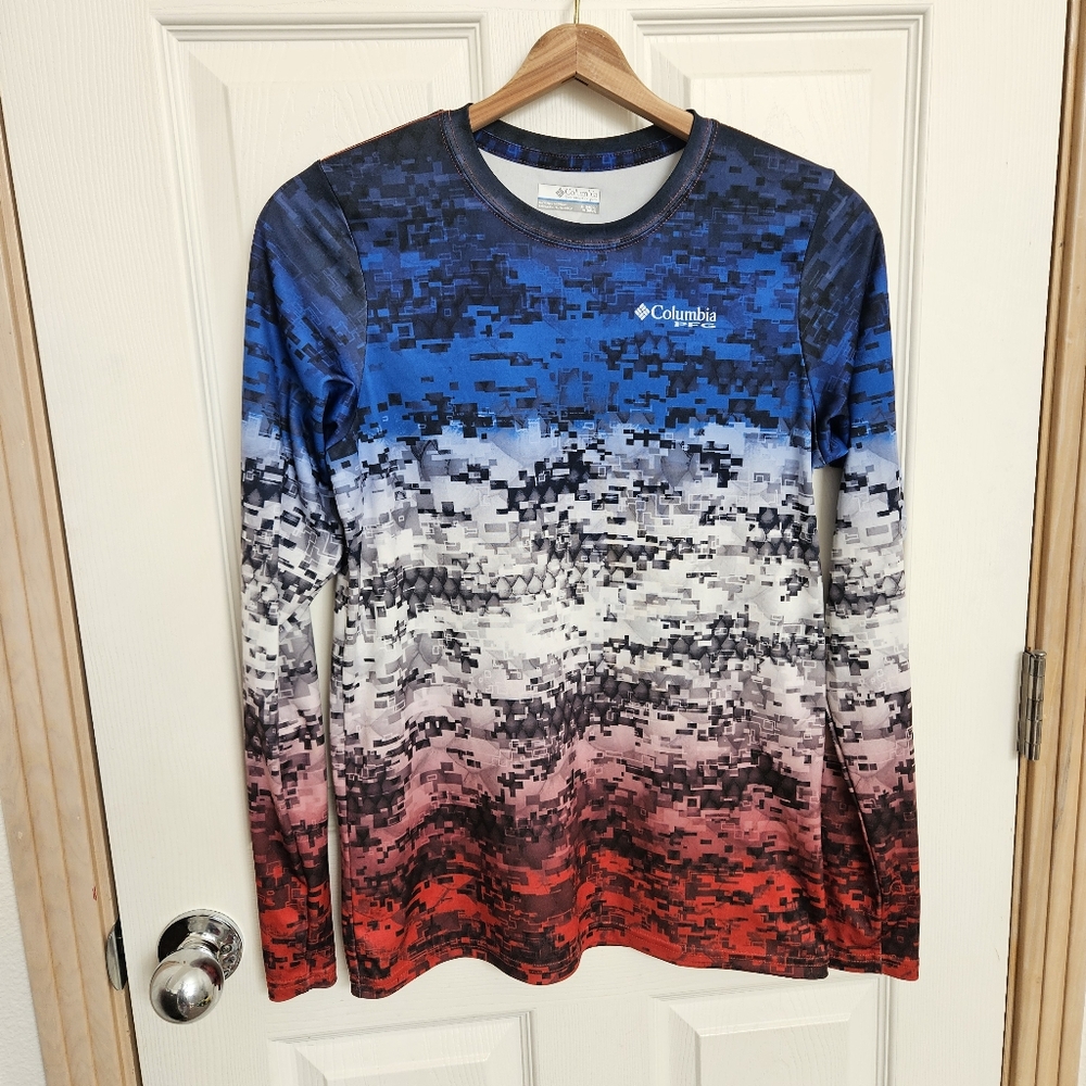 Columbia Boys Long Sleeve PFG UPF Sun Protection Top Size XL (18-20)